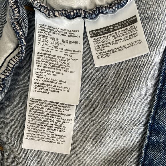 Levi's Premium Original Trucker Jacket Jean Denim Blue Long Sleeve Button Down S - Picture 8 of 9